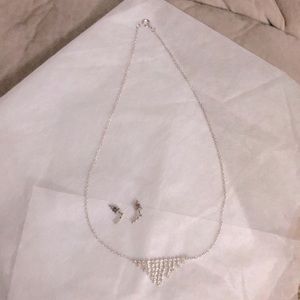 Delicate diamond sterling silver chain necklace